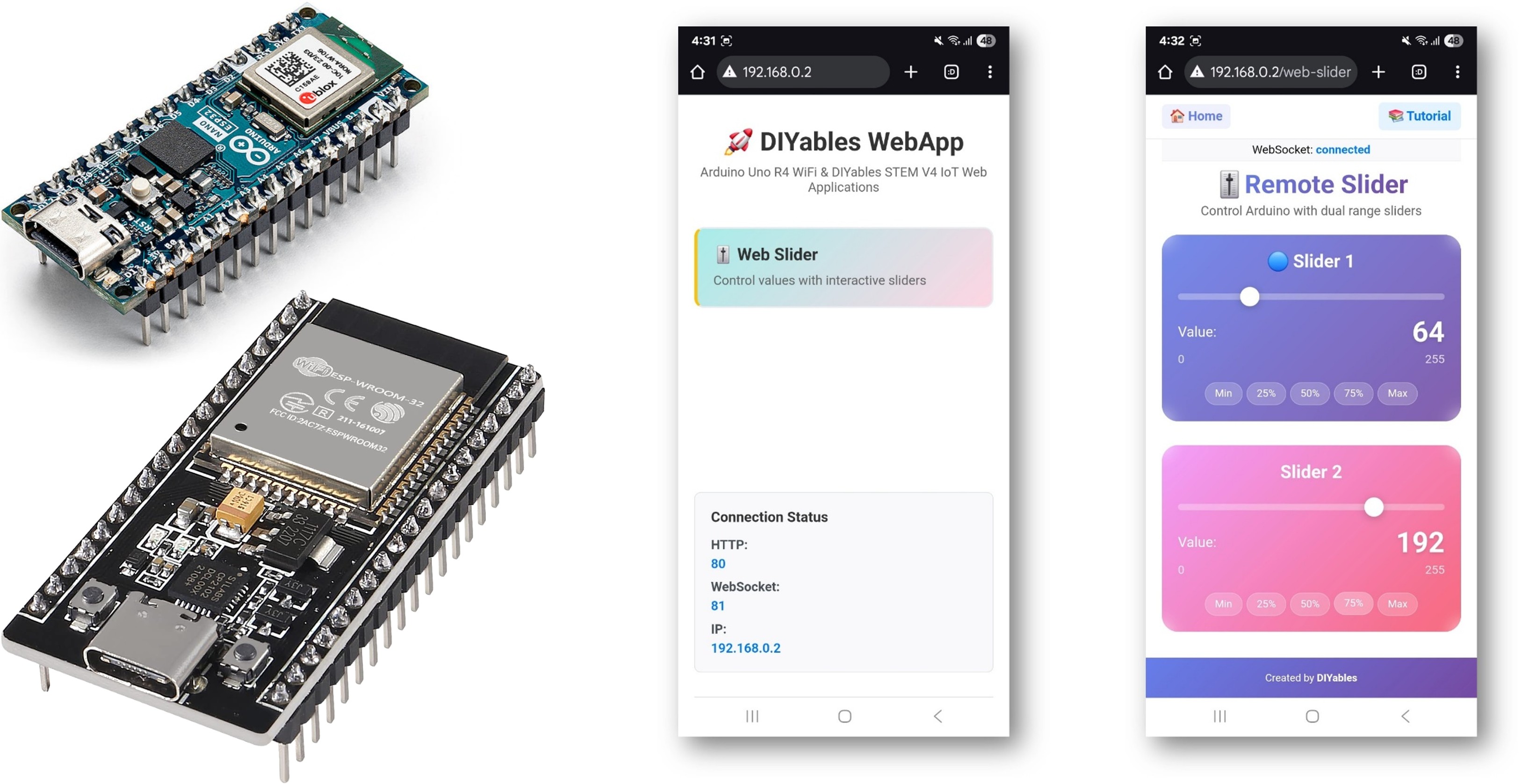 Arduino WebSlider Example - Dual Slider Control Interface Tutorial