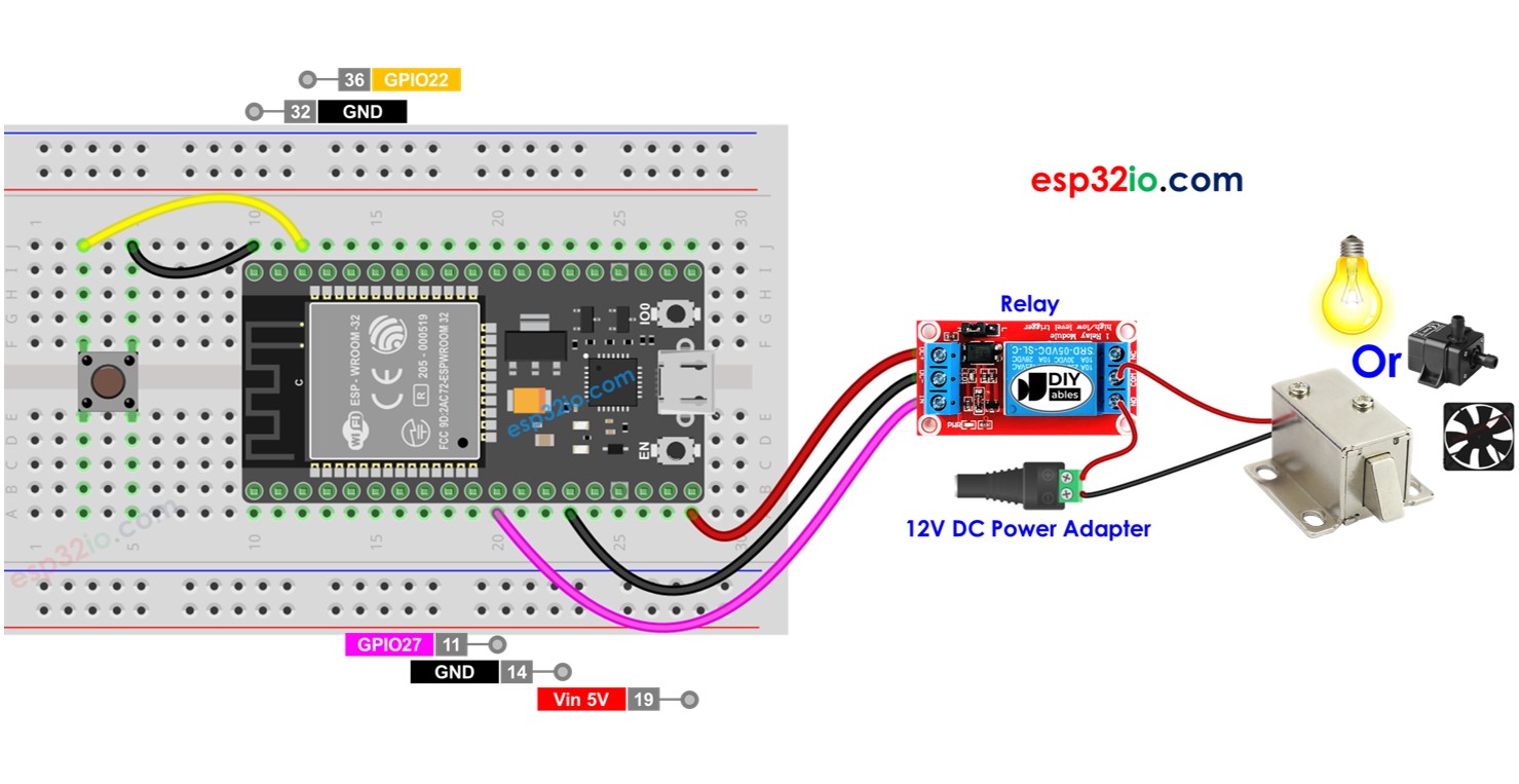 ESP32 - Button - Relay | ESP32 Tutorial