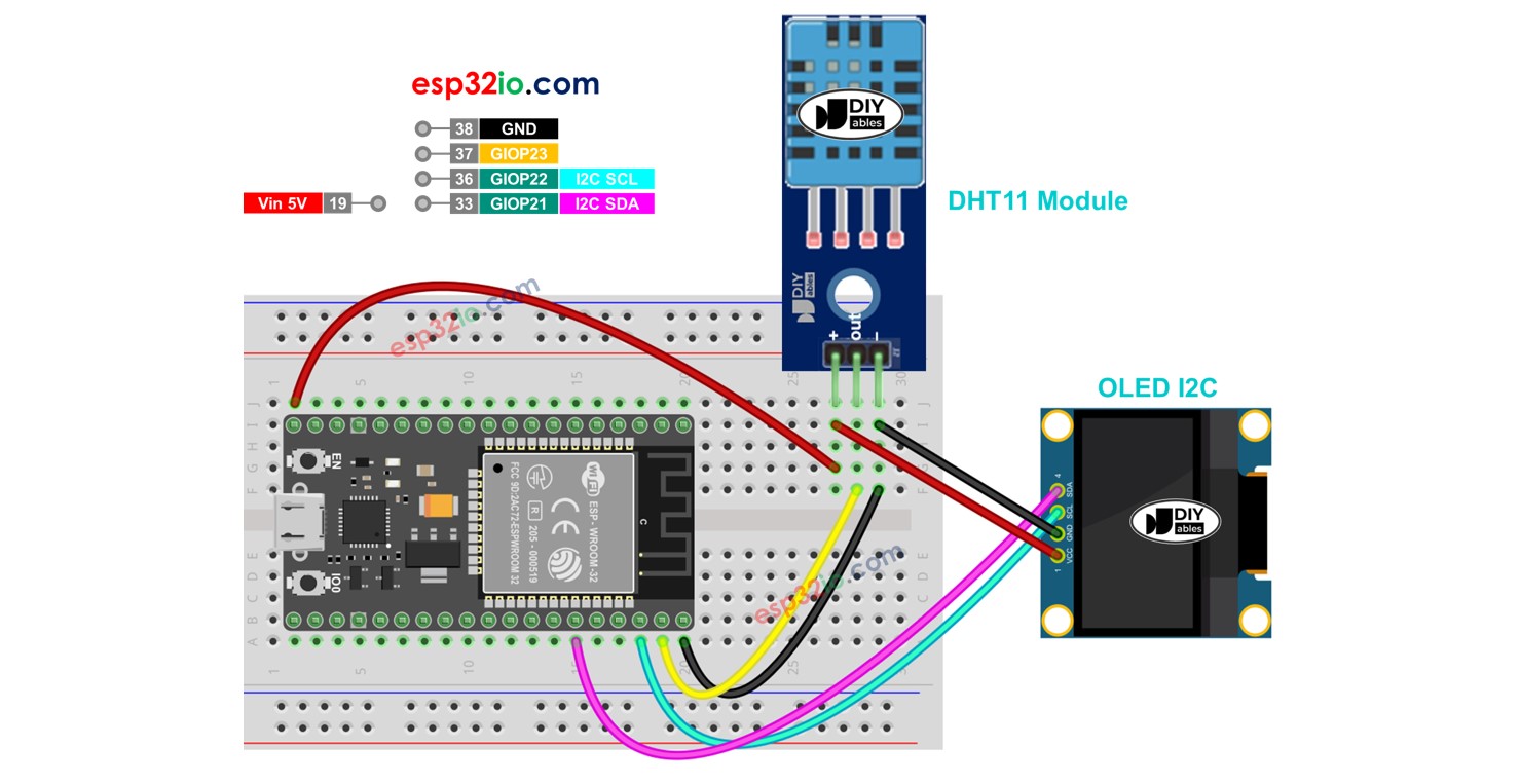 ESP32 - DHT11 - OLED | ESP32 Tutorial