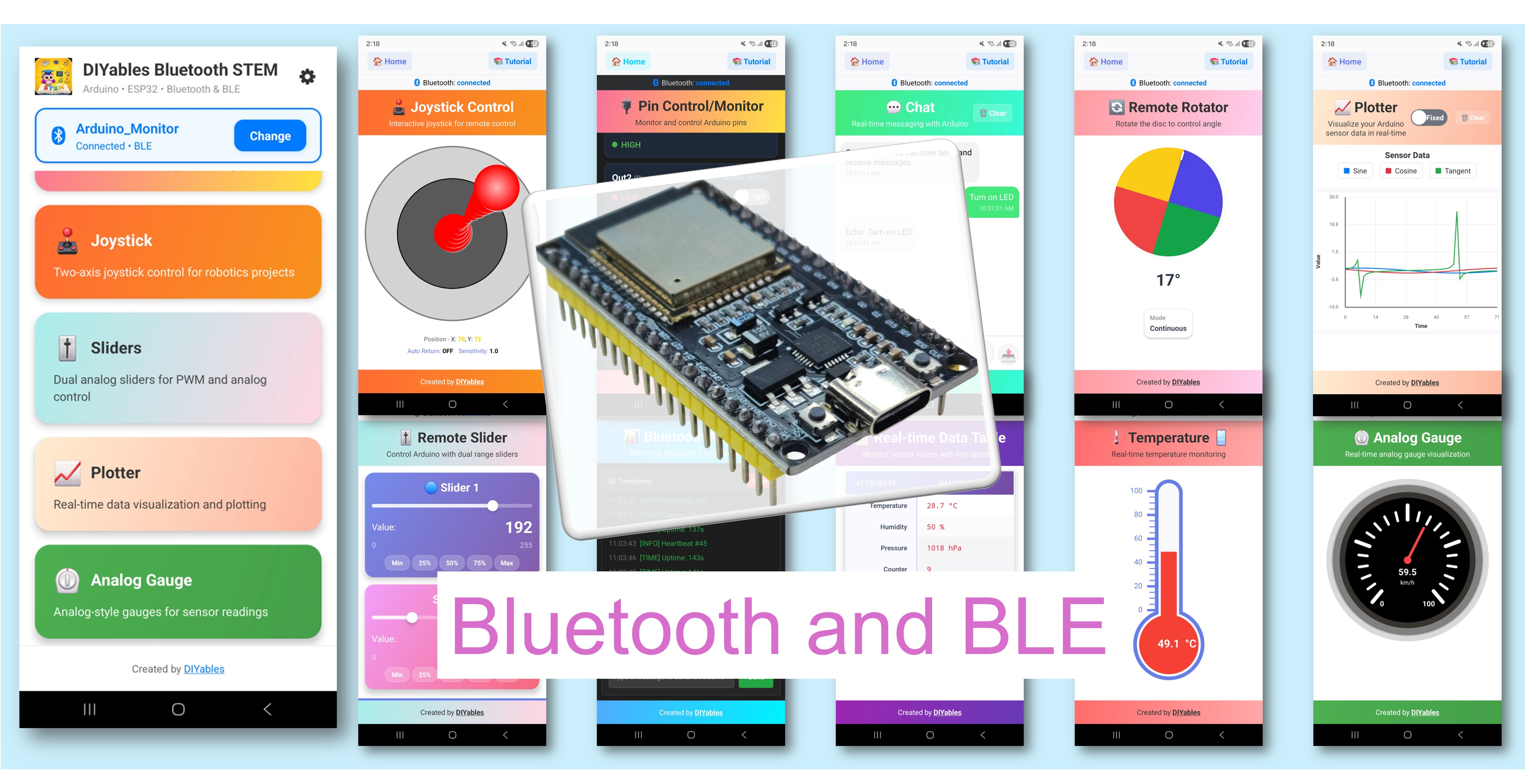 ESP32 Bluetooth Tutorial - Classic Bluetooth and BLE with DIYables Bluetooth App