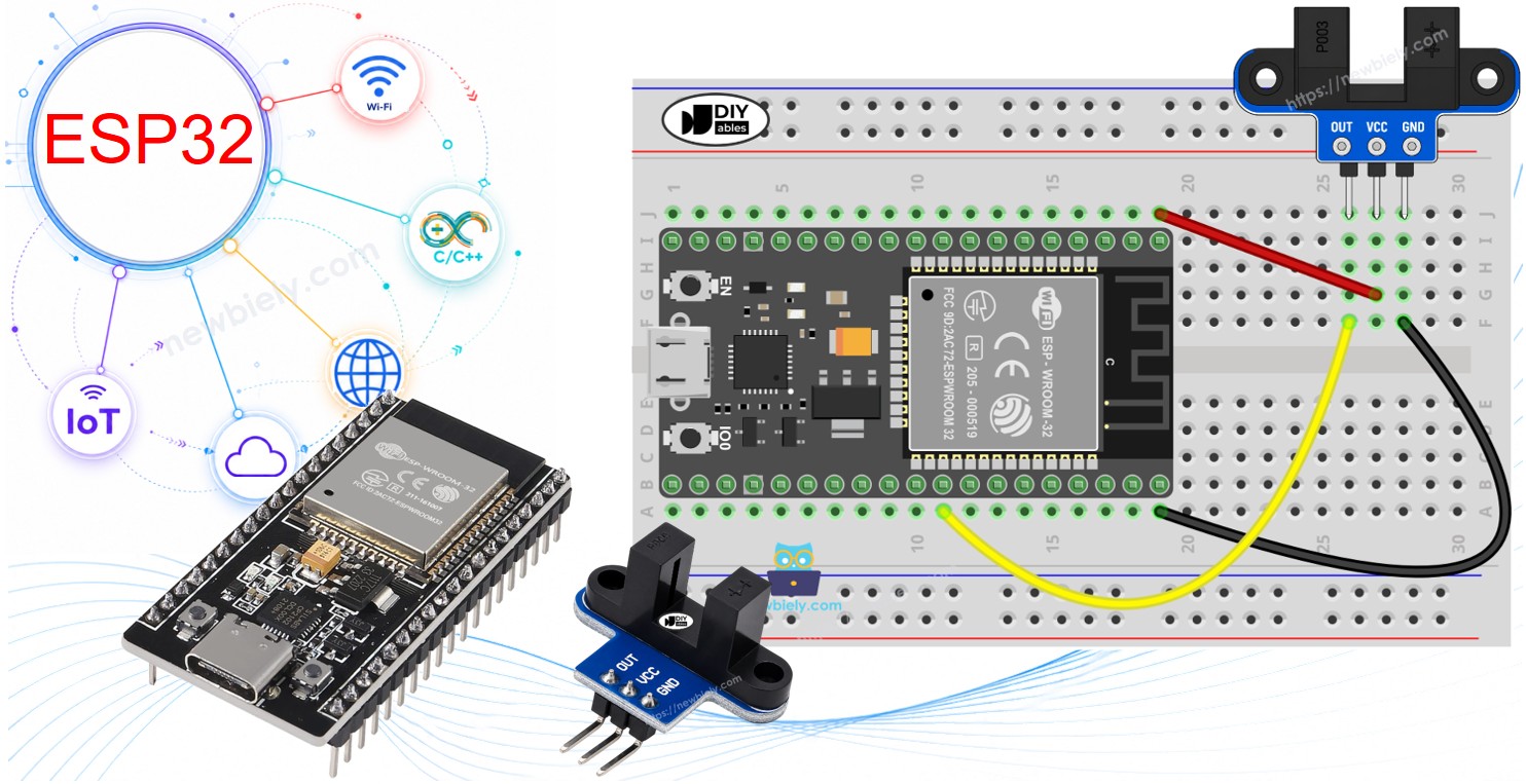 ESP32 and IR slotted optical speed sensor