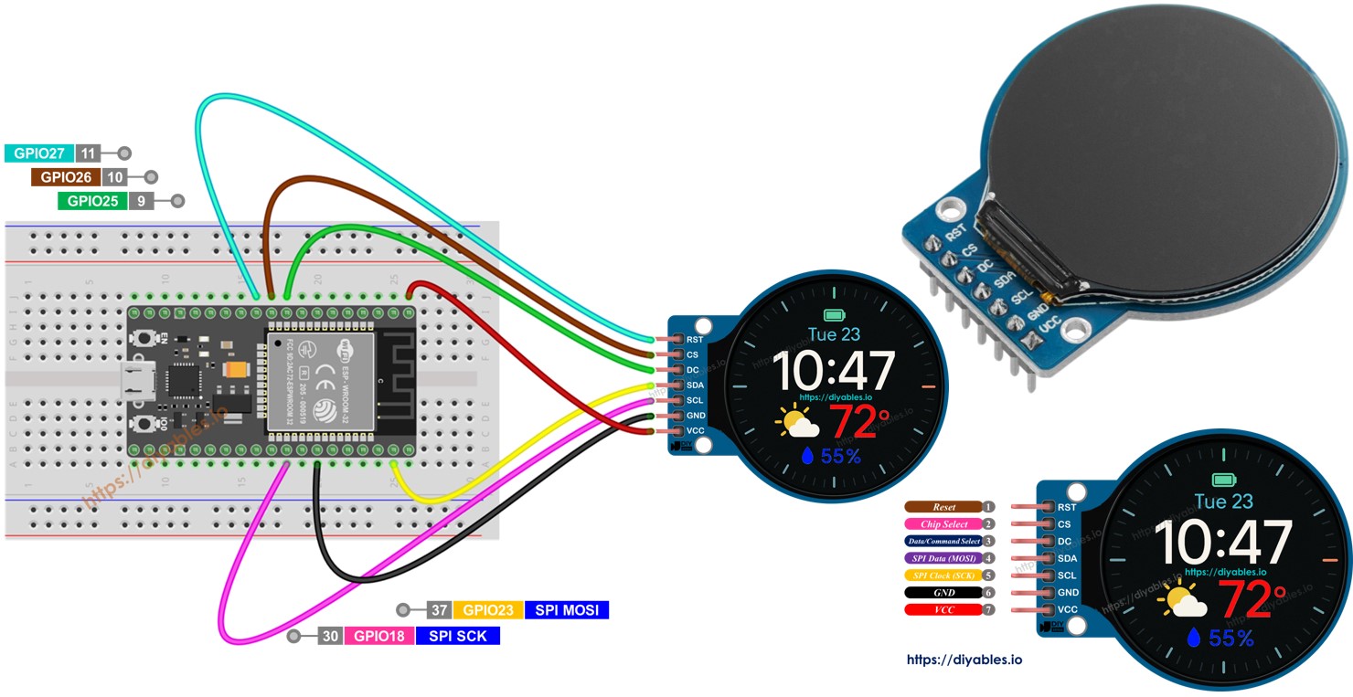 ESP32 1.28 Inch Round Circular TFT LCD Display