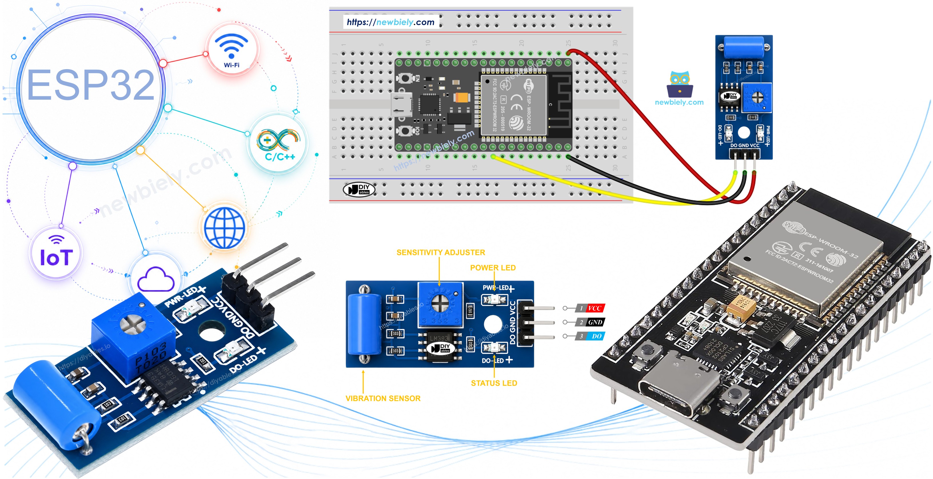 ESP32 SW-420 vibration sensor