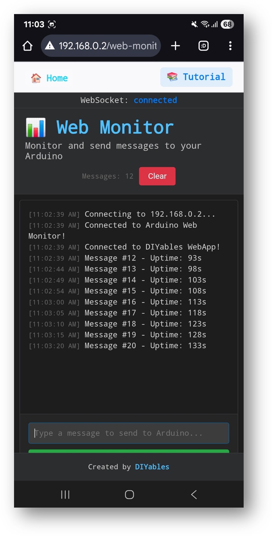 ESP32 DIYables WebApp Web Monitor app