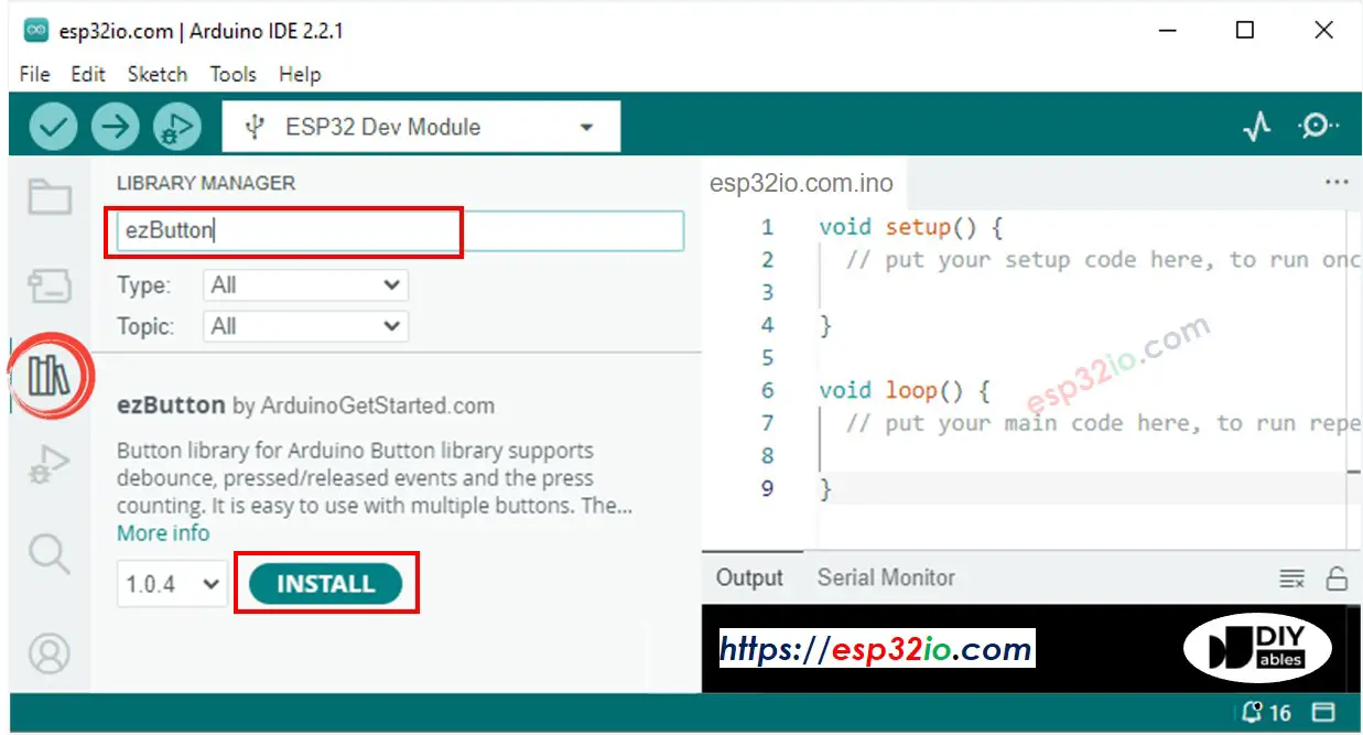 Arduino button library