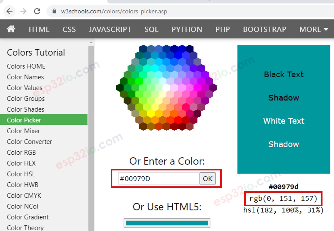 RGB LED color picker