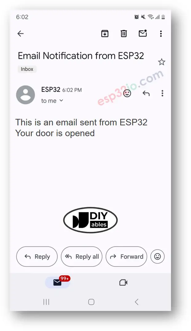 ESP32 door sensor email