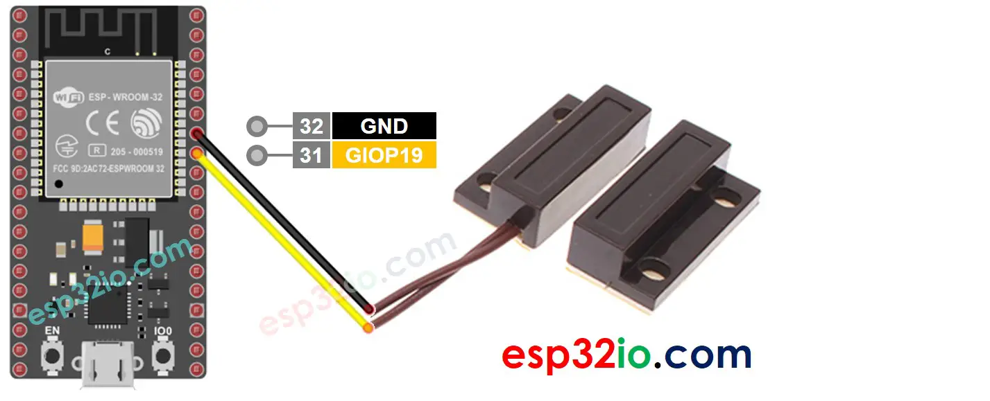 wiring diagram between esp32 door sensor