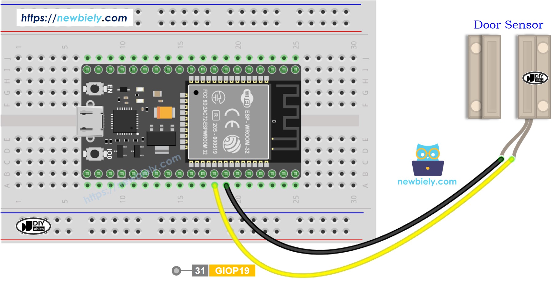 ESP32 Door Sensor Wiring Diagram