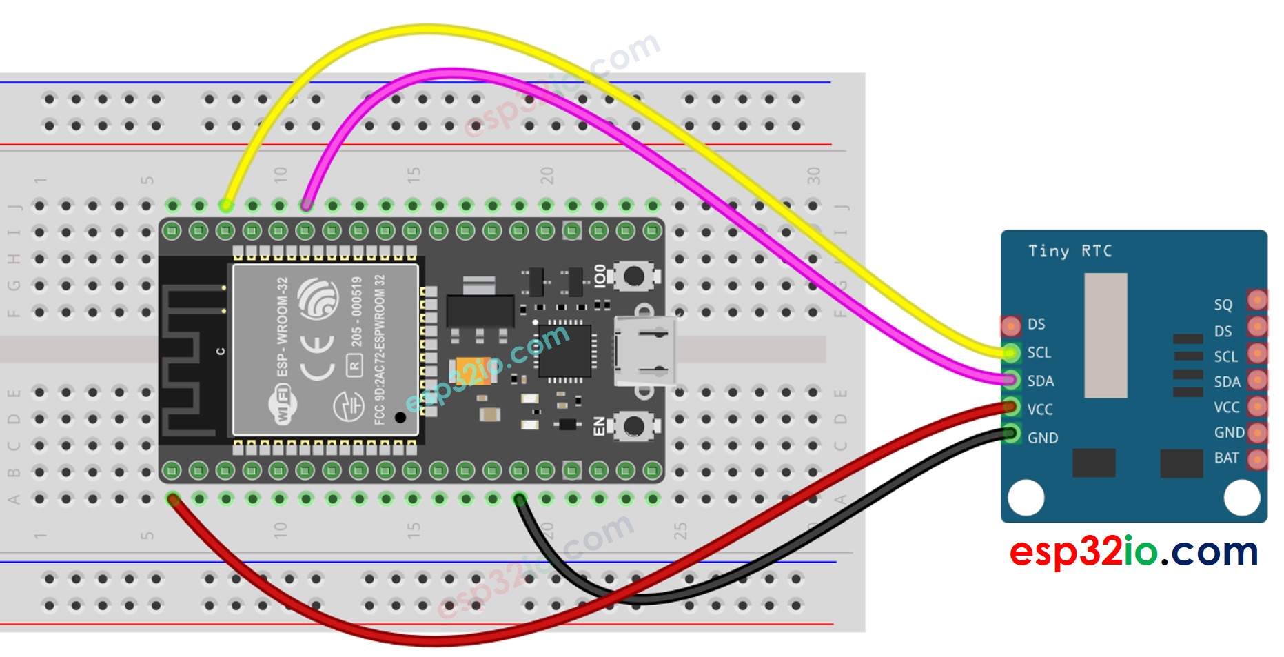 ESP32 Real-Time Clock DS1307 Wiring Diagram