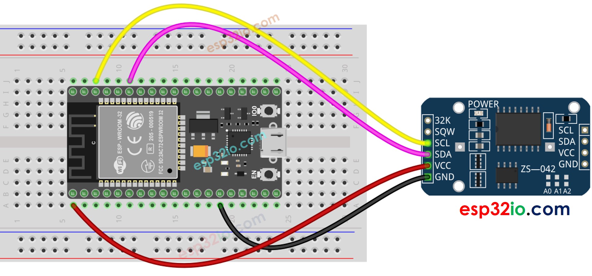 ESP32 Real-Time Clock DS3231 Wiring Diagram