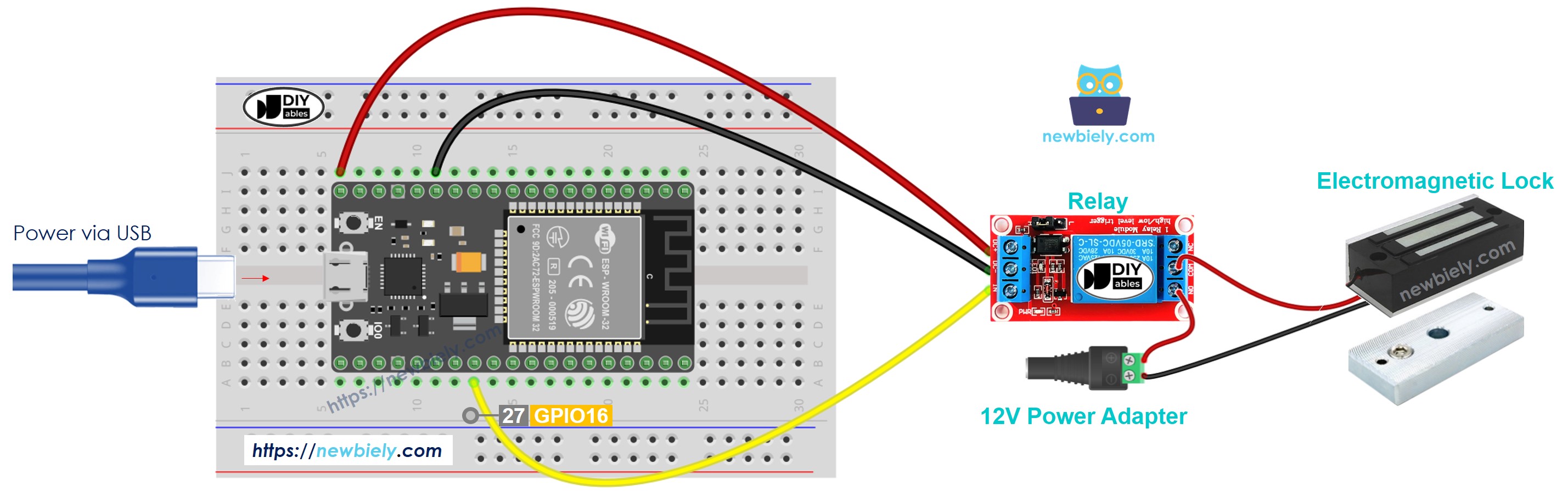 ESP32 Electromagnetic Lock Wiring Diagram