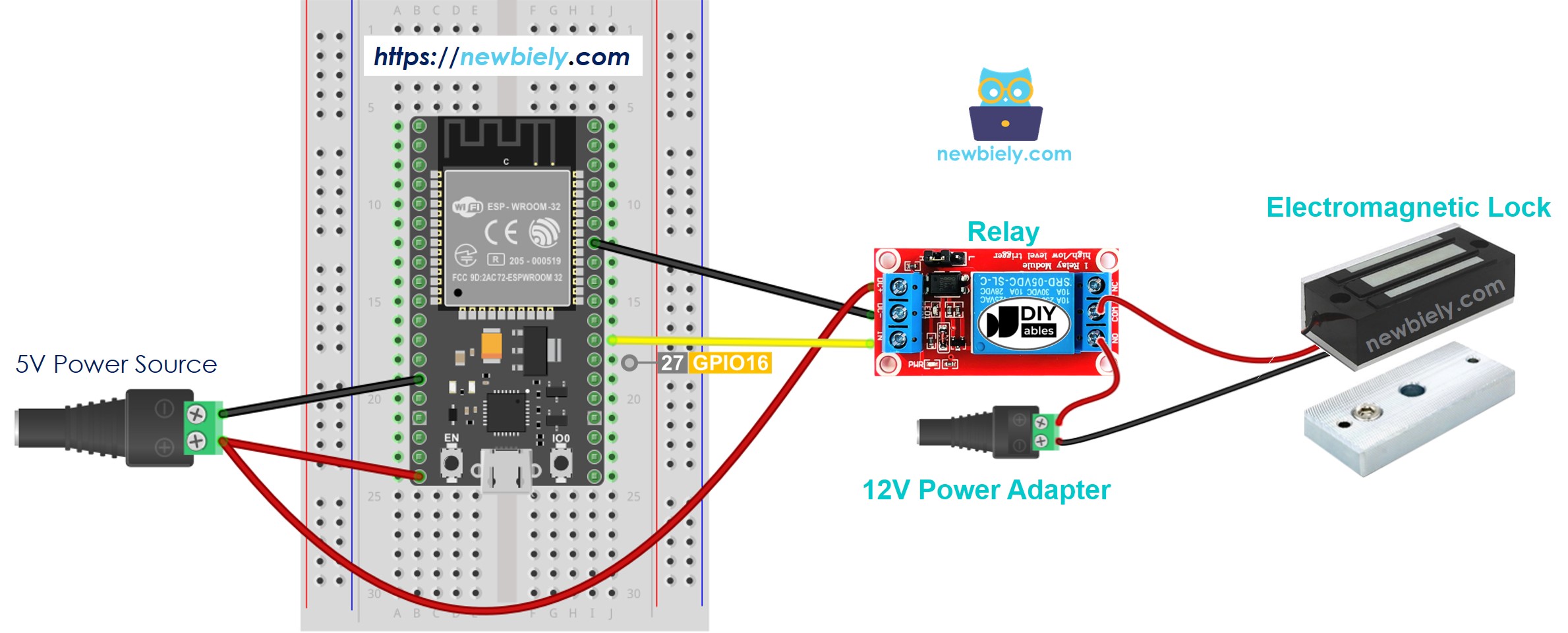 ESP32 Electromagnetic Lock Wiring Diagram