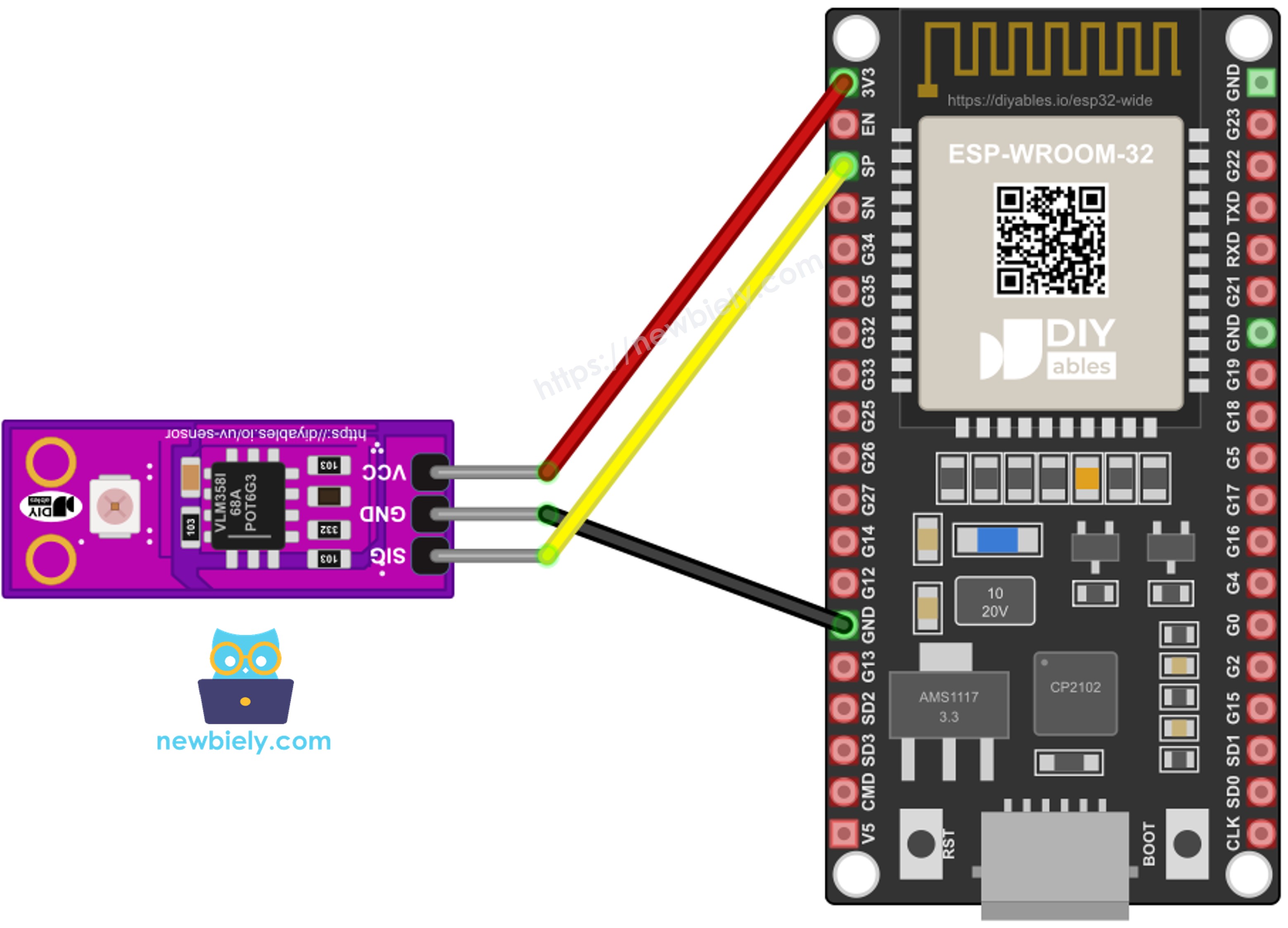 ESP32 GUVA-S12SD UV sensor wiring diagram