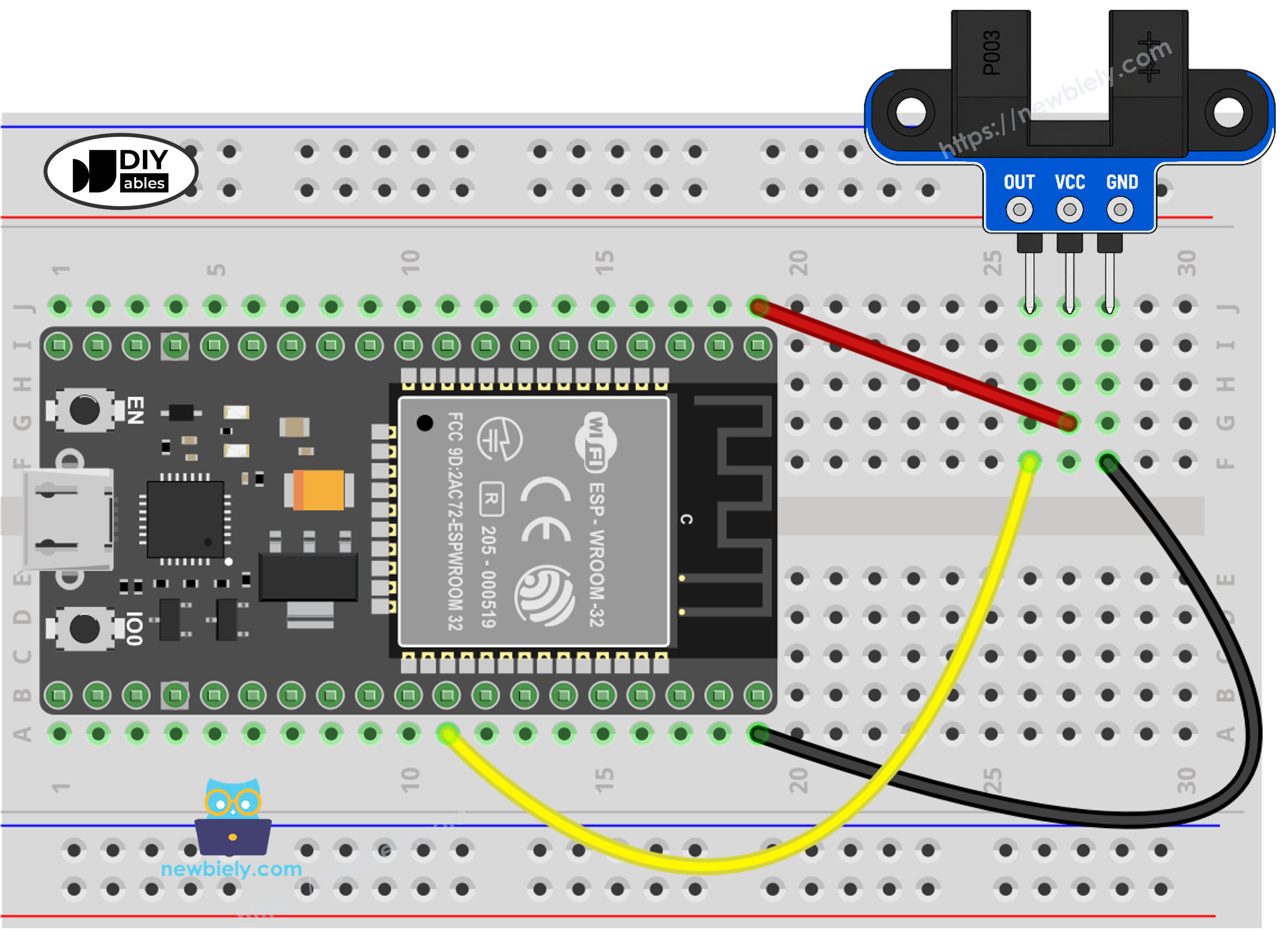ESP32 IR Slotted Optical Speed Sensor Wiring Diagram