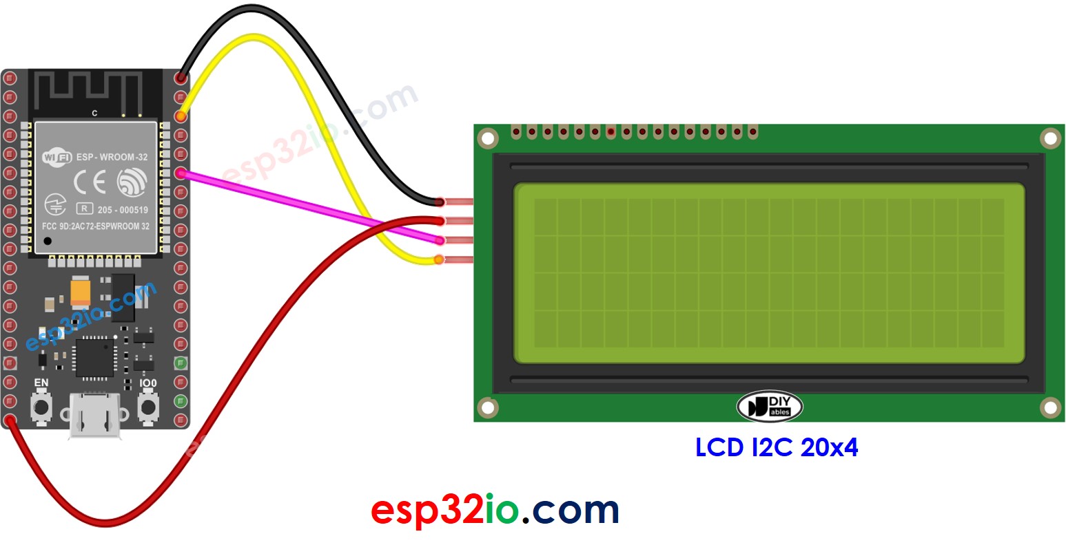 ESP32 LCD 20x4 I2C Wiring Diagram