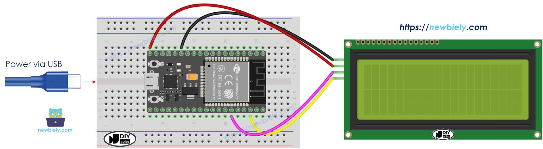 ESP32 LCD 20x4 I2C Wiring Diagram