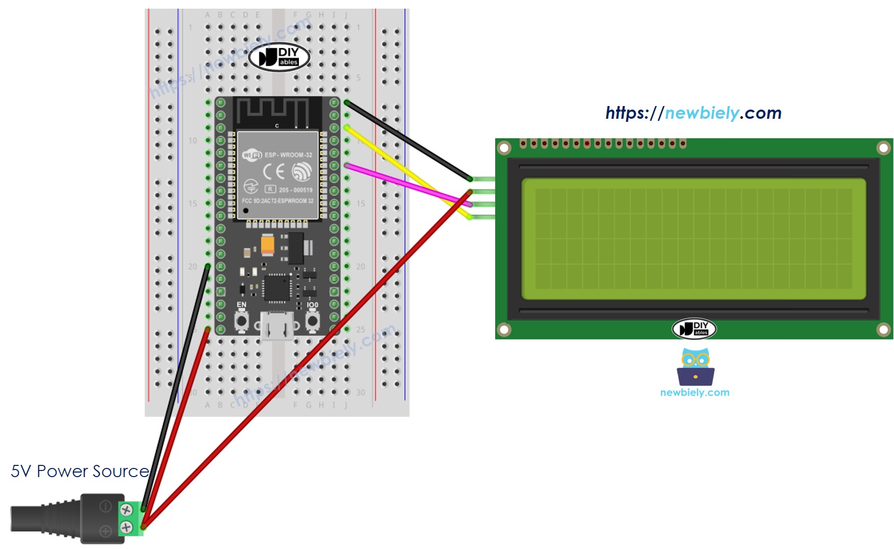 ESP32 LCD 20x4 I2C Wiring Diagram