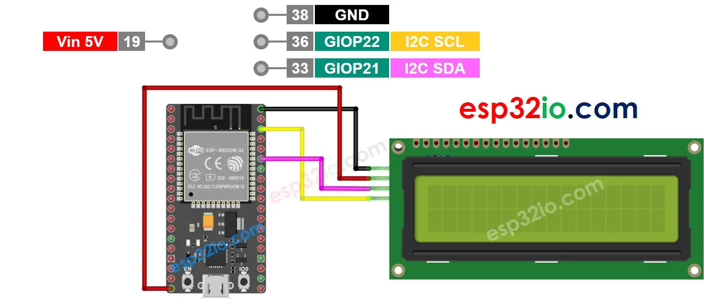 ESP32 LCD I2C wiring diagram
