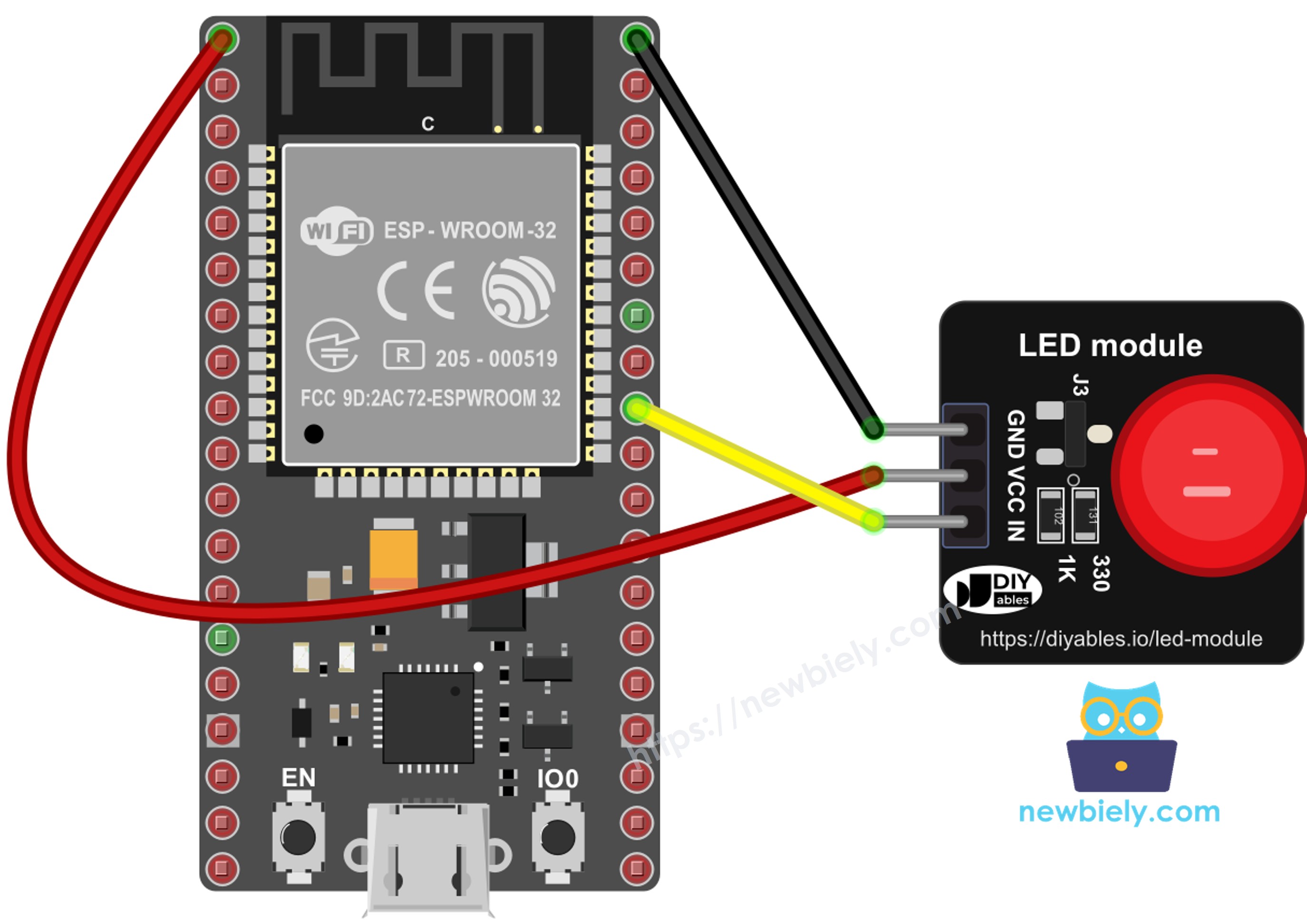 ESP32 LED module wiring diagram