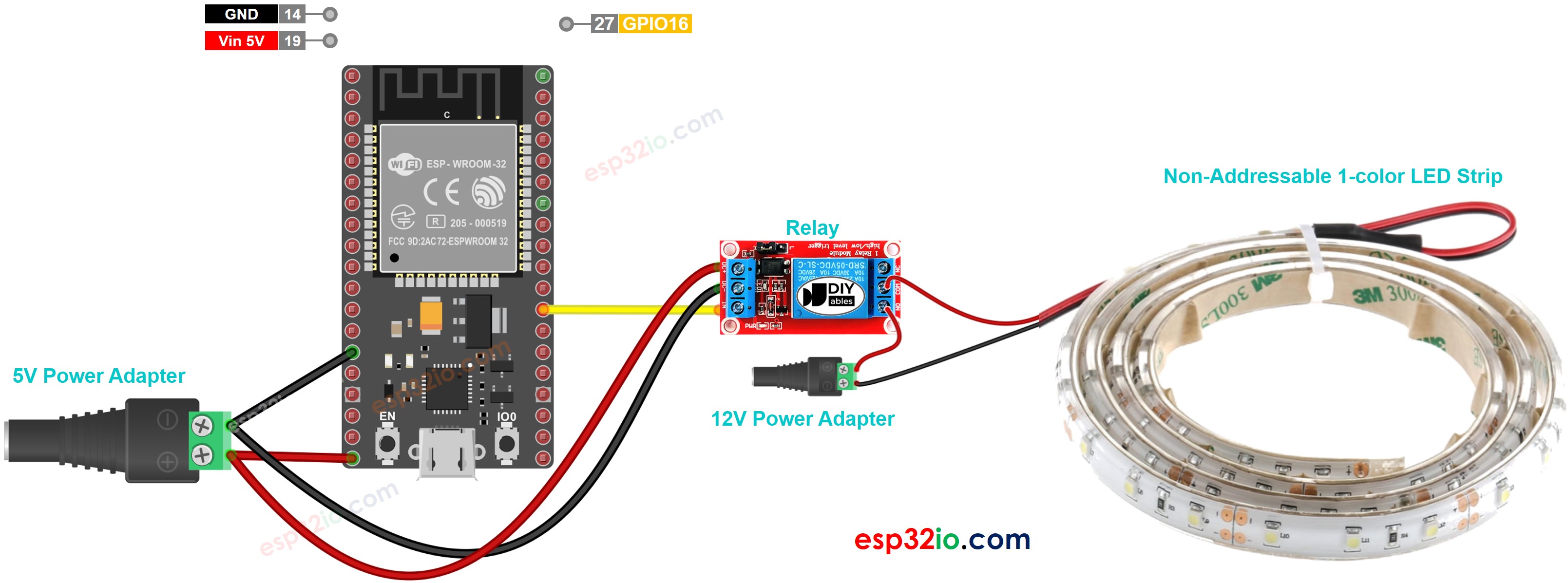 ESP32 12V LED strip Wiring Diagram