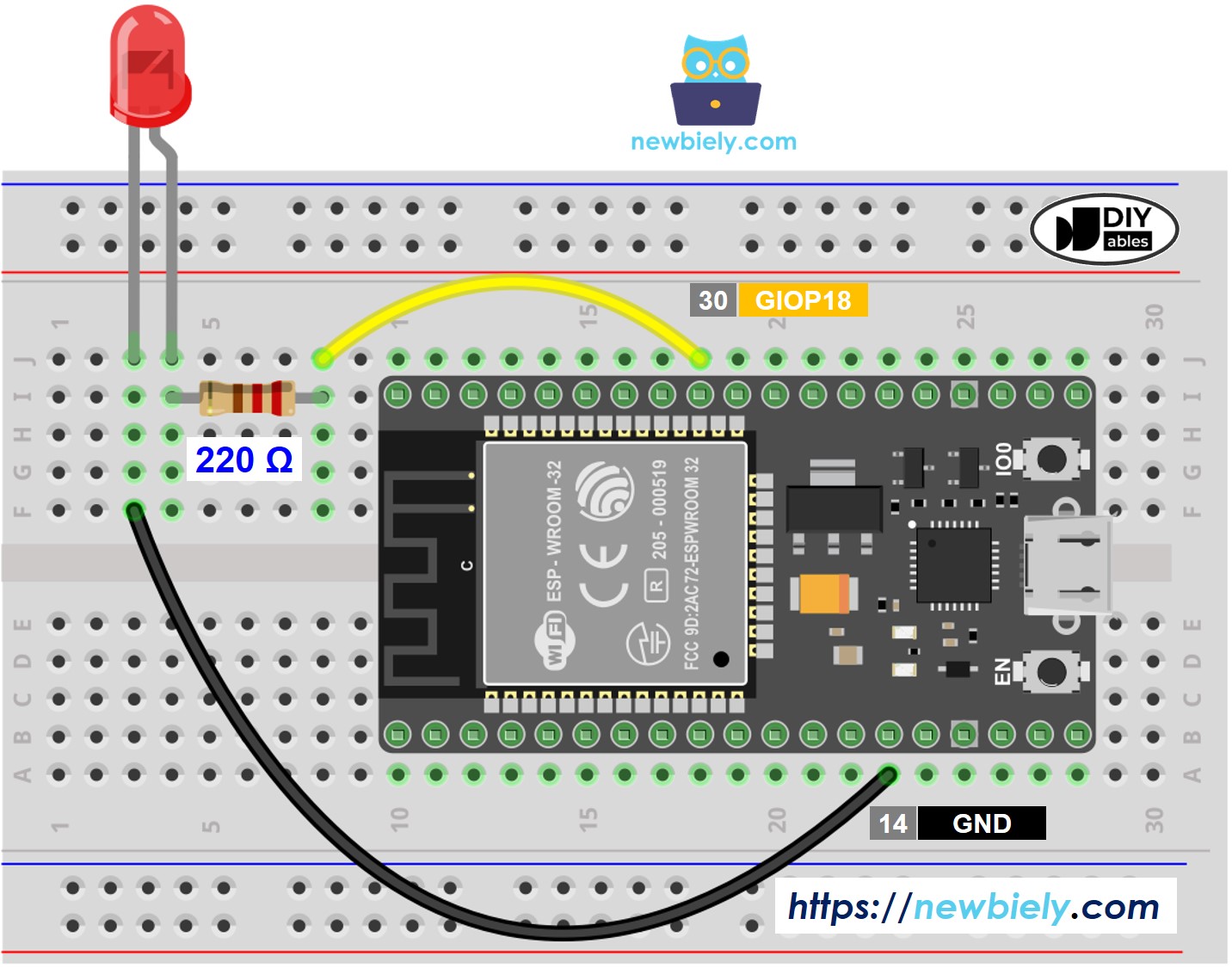 ESP32 LED Wiring Diagram