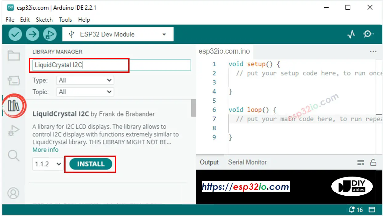 ESP32 LiquidCrystal I2C library