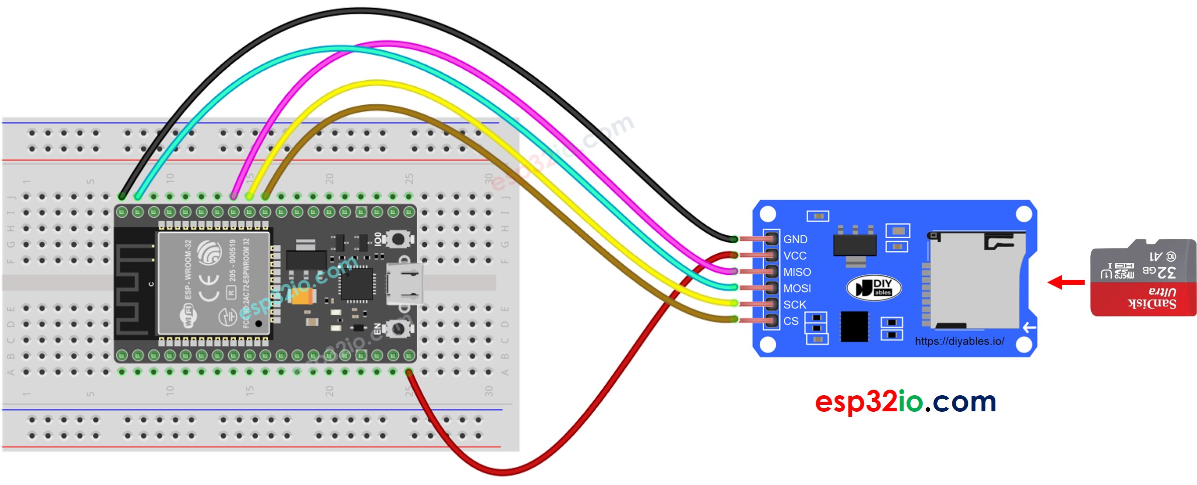 Lecteur de carte micro SD uPesy pour carte Arduino, ESP32 & Raspberry Pi