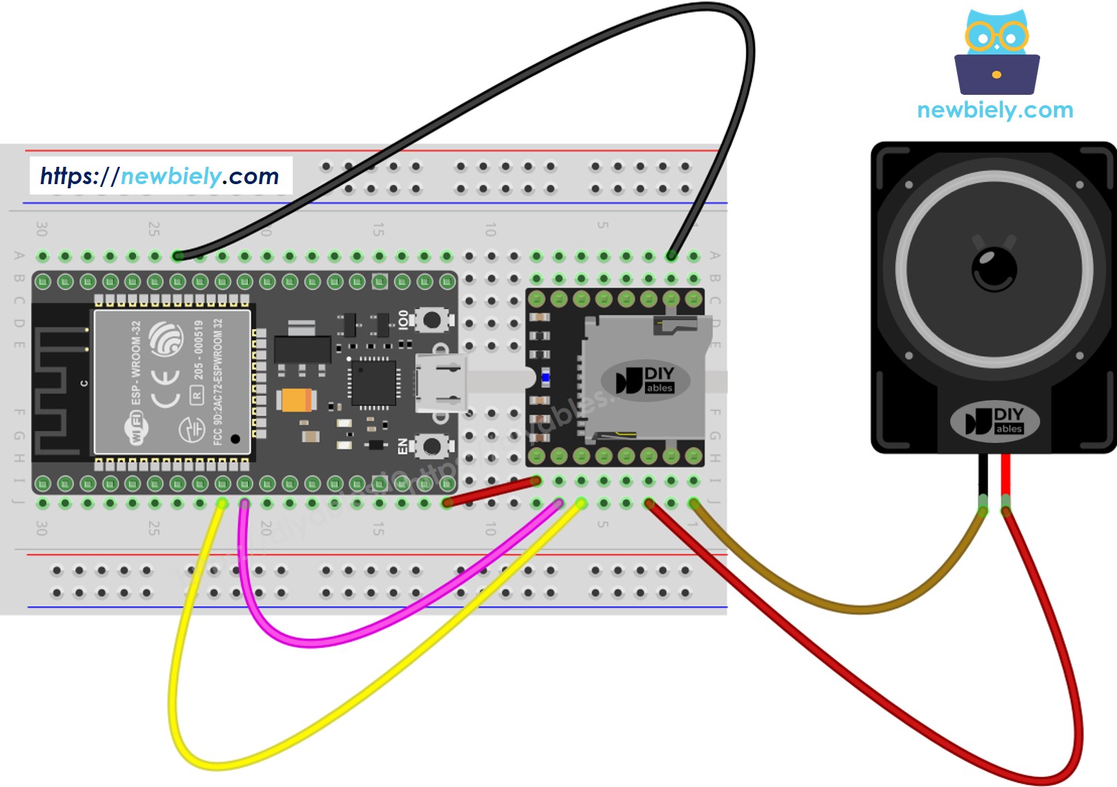 ESP32 Mini Mp3 Player wiring diagram