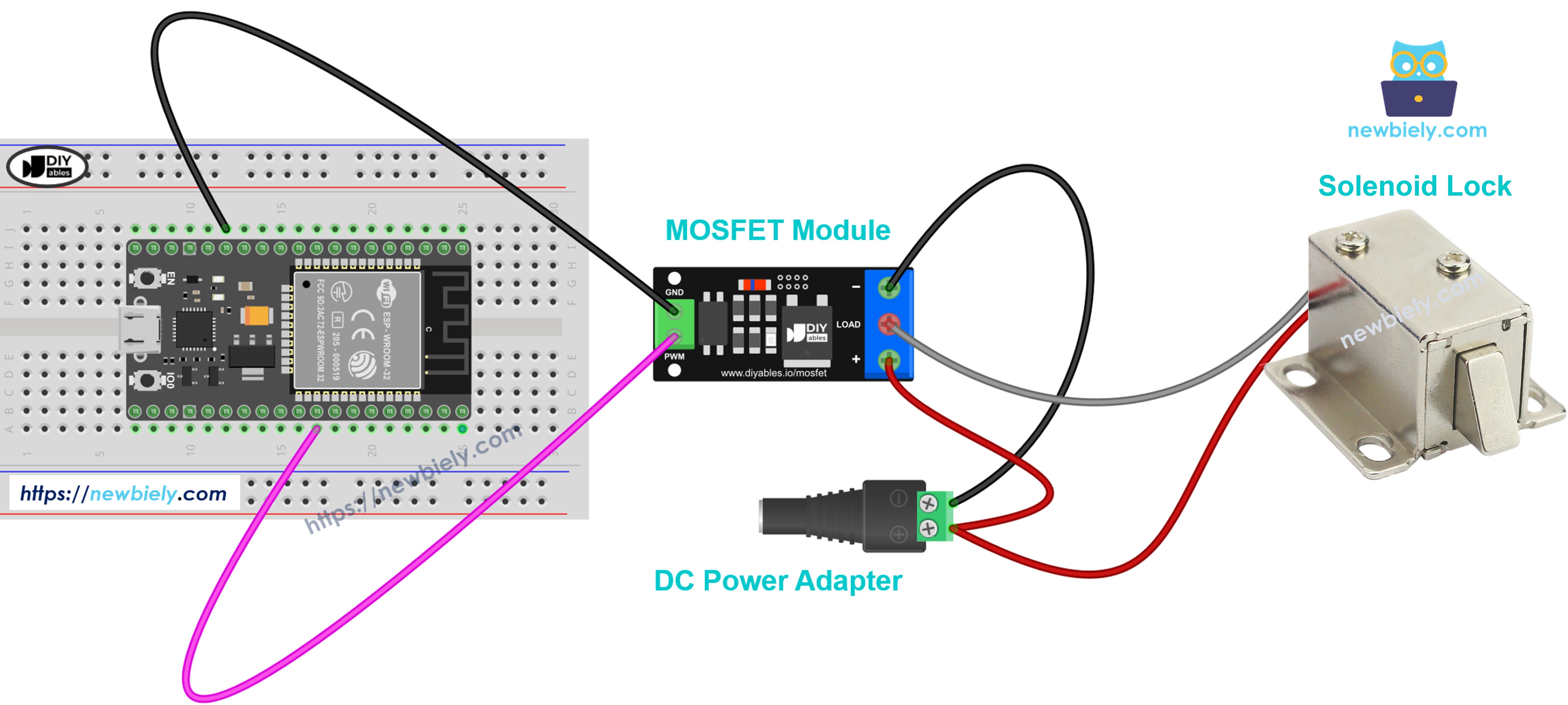 Solenoid lock and MOSFET module wiring