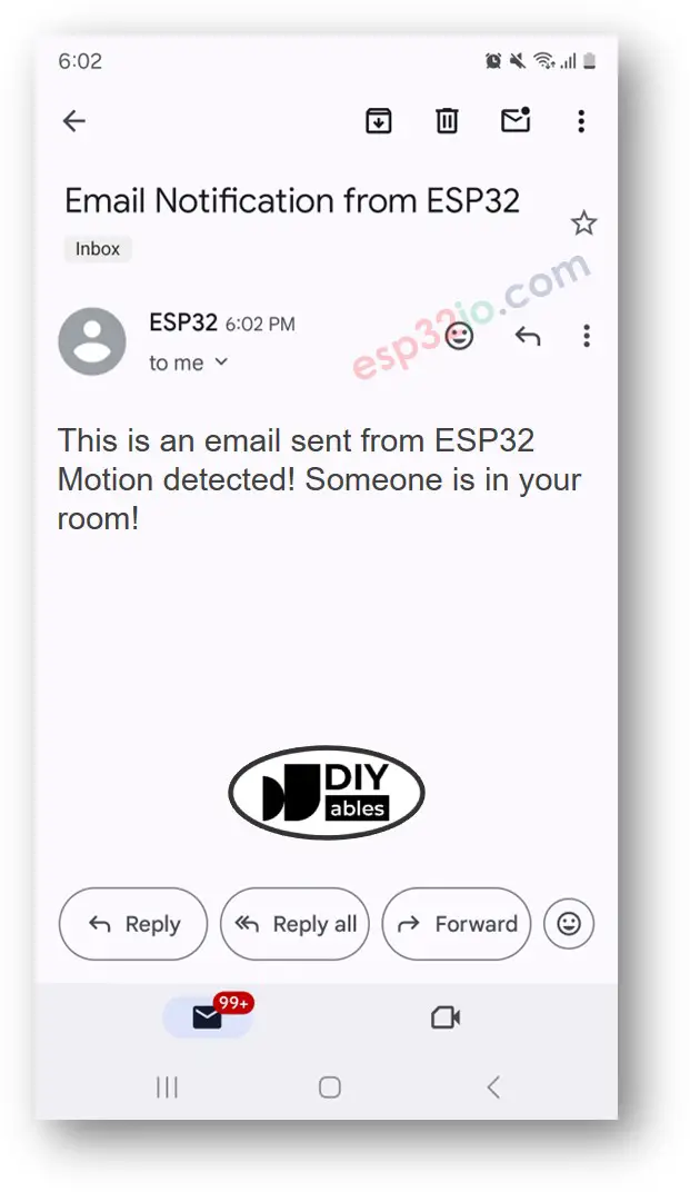 ESP32 motion sensor email