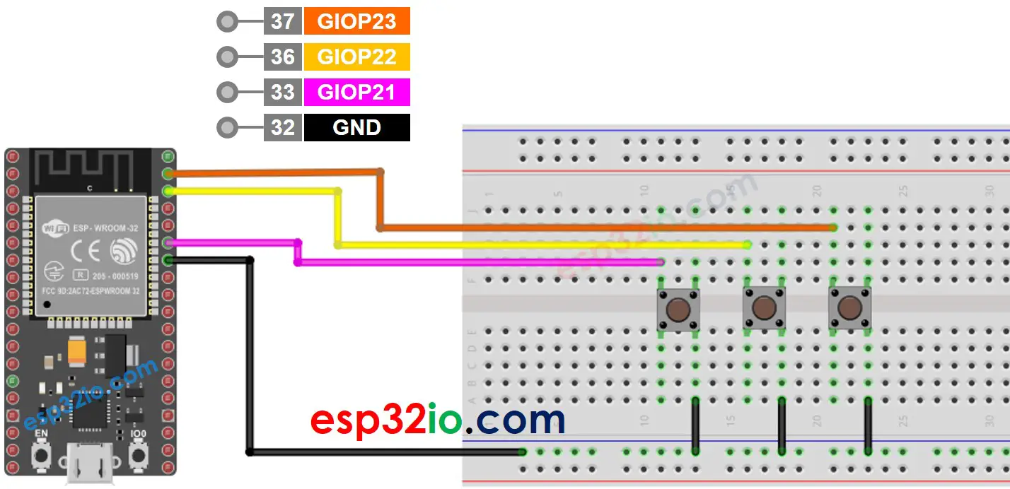 wiring diagram between esp32 button library