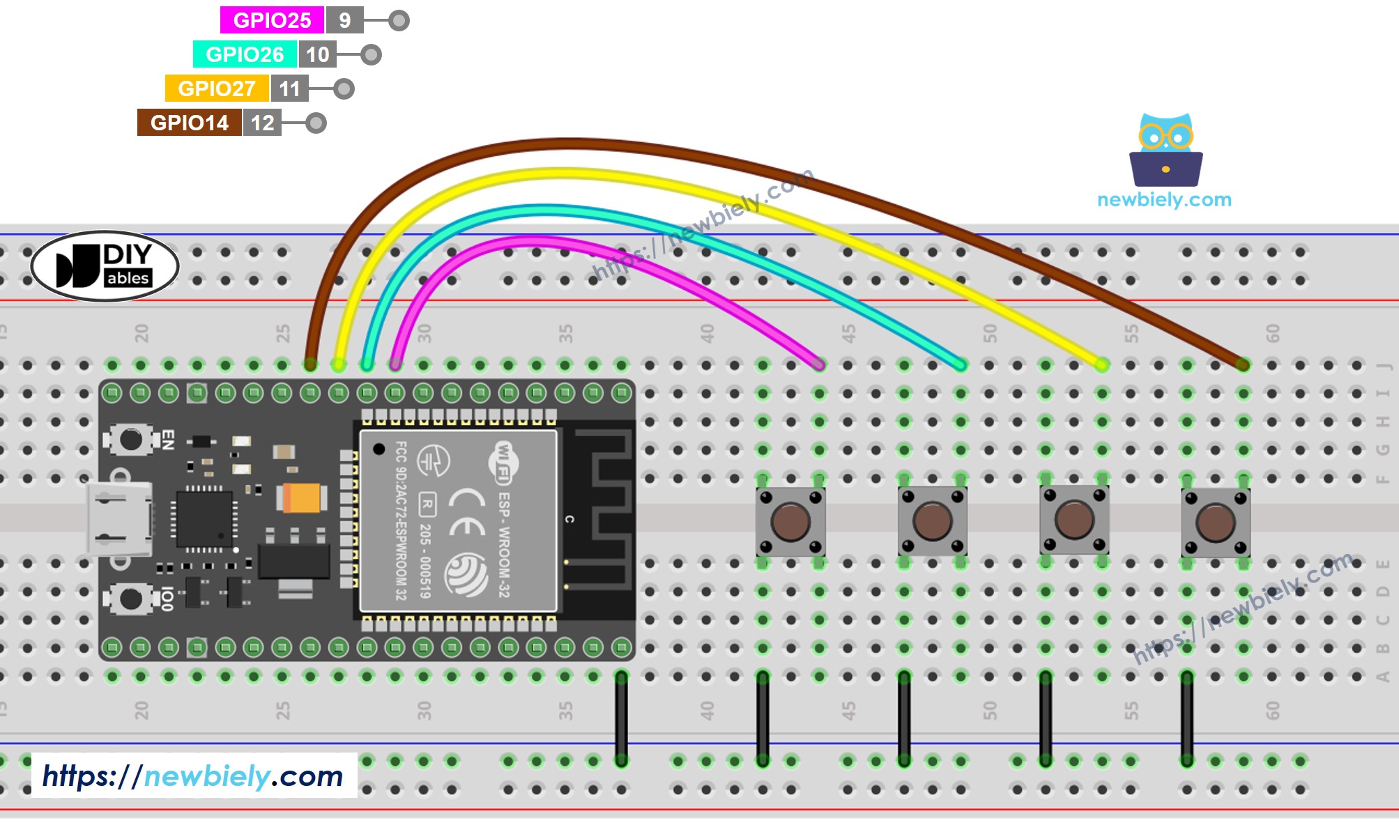 ESP32 Button Library Wiring Diagram