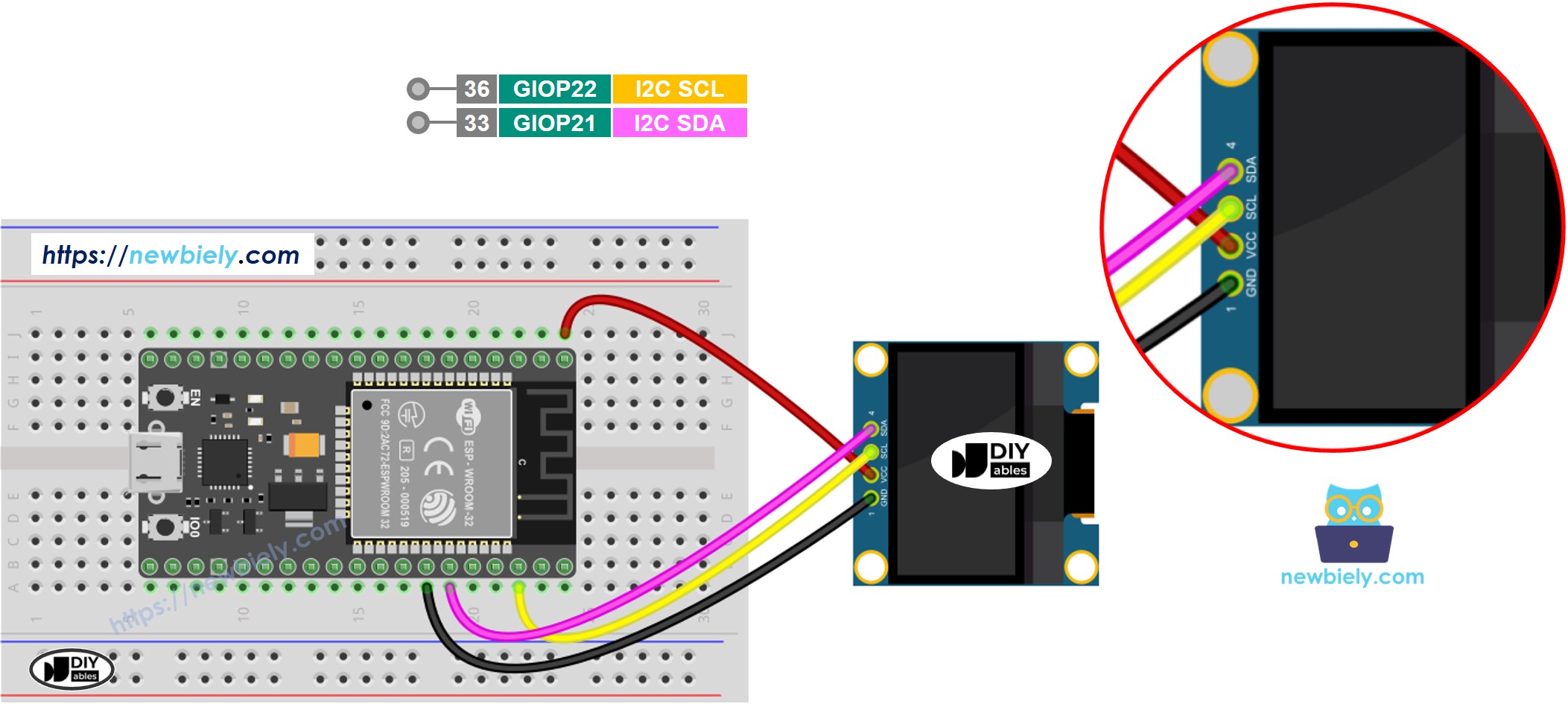 ESP32 OLED 128x64 wiring diagram