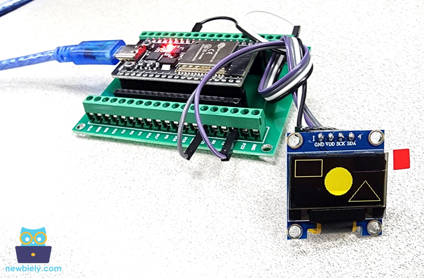 ESP32 draw rectangle, circle, an triagle on OLED