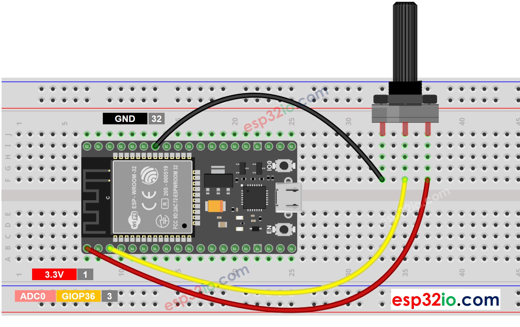 ESP32 Potentiometer Wiring Diagram