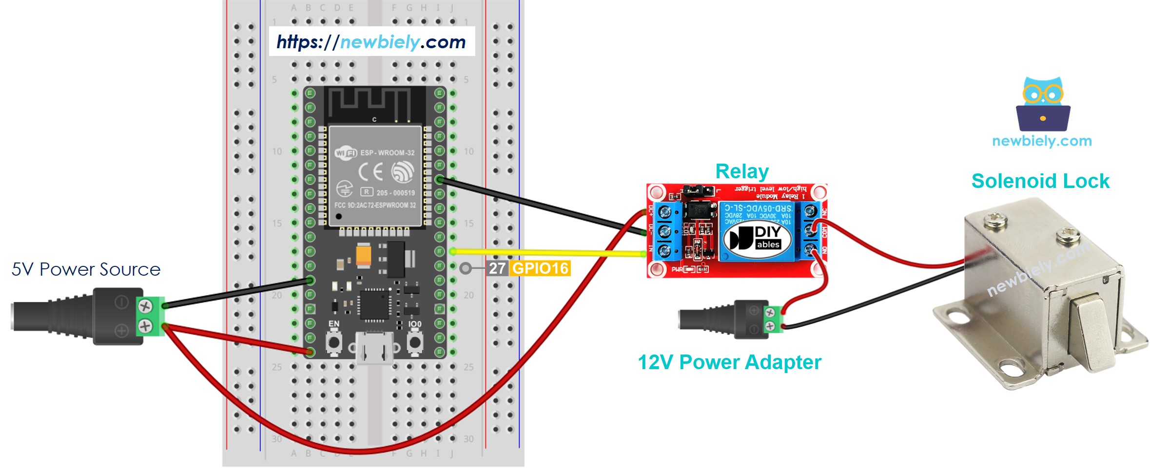 ESP32 solenoid lock Wiring Diagram