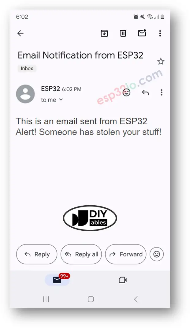 ESP32 theft detection email
