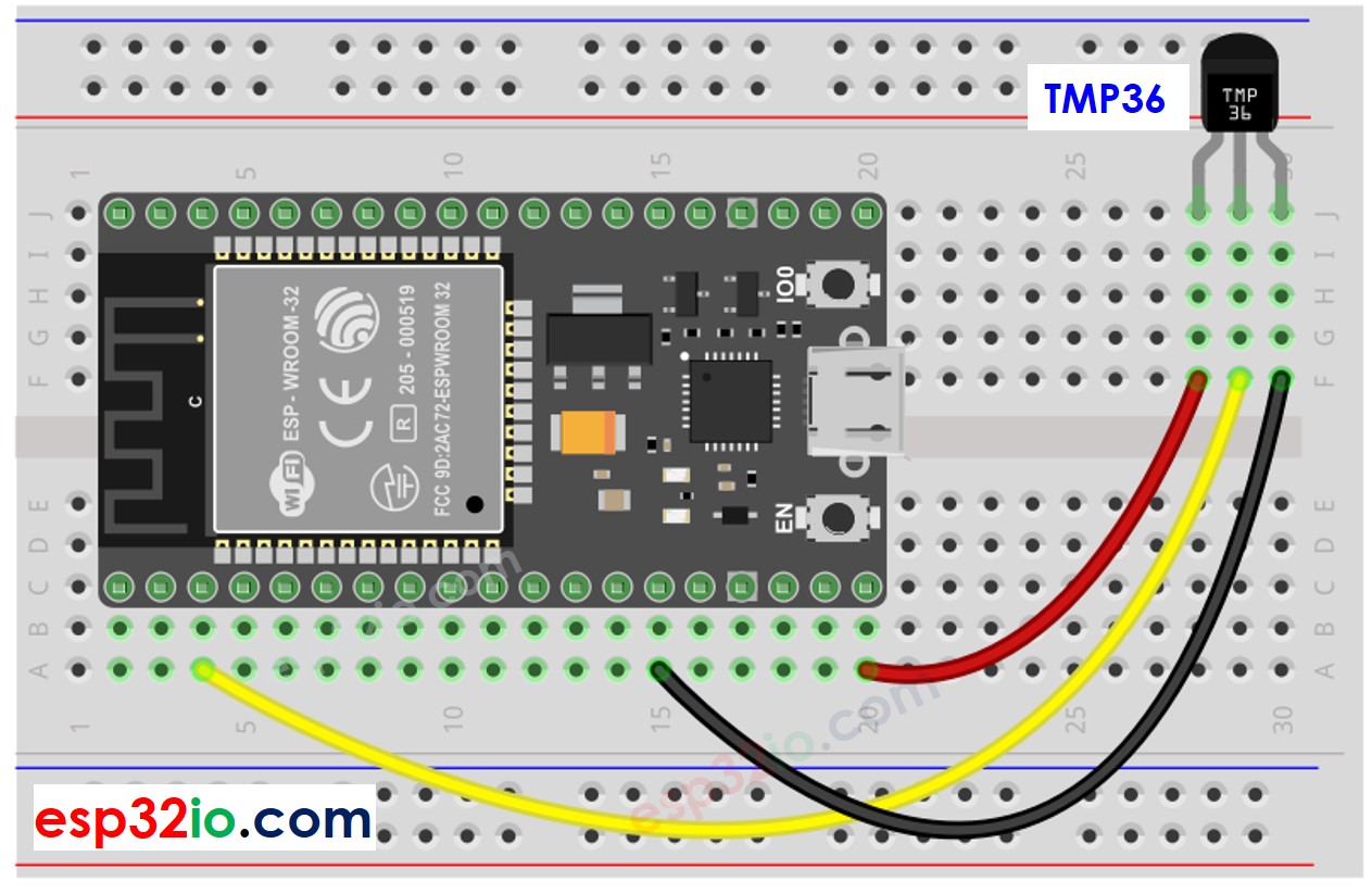 ESP32 TMP36 temperature sensor Wiring Diagram