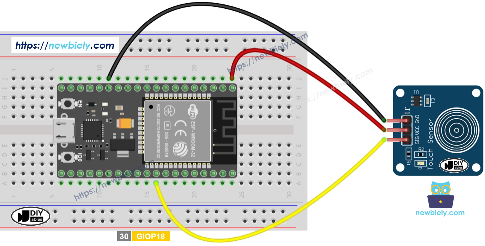 ESP32 Touch Sensor Wiring Diagram