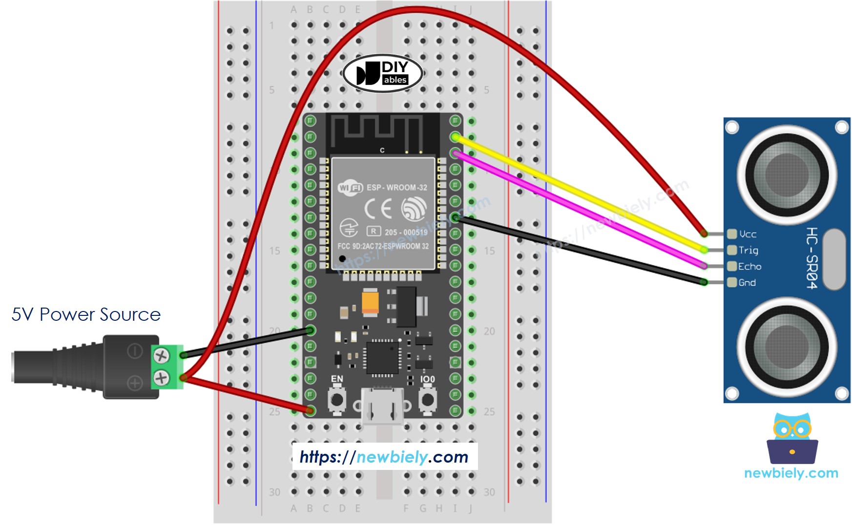 ESP32 Ultrasonic Sensor Wiring Diagram