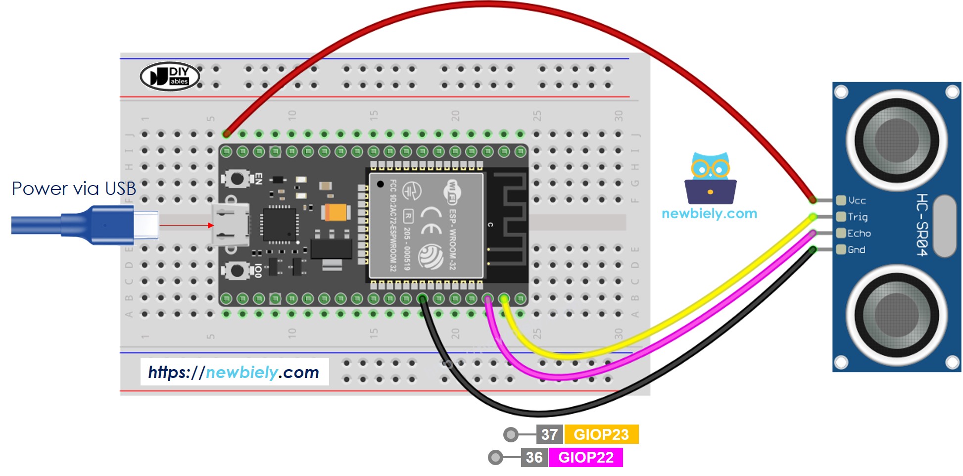 ESP32 Ultrasonic Sensor Wiring Diagram