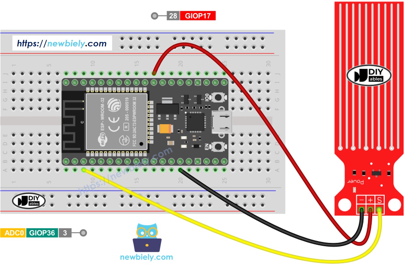 ESP32 Water Sensor wiring diagram