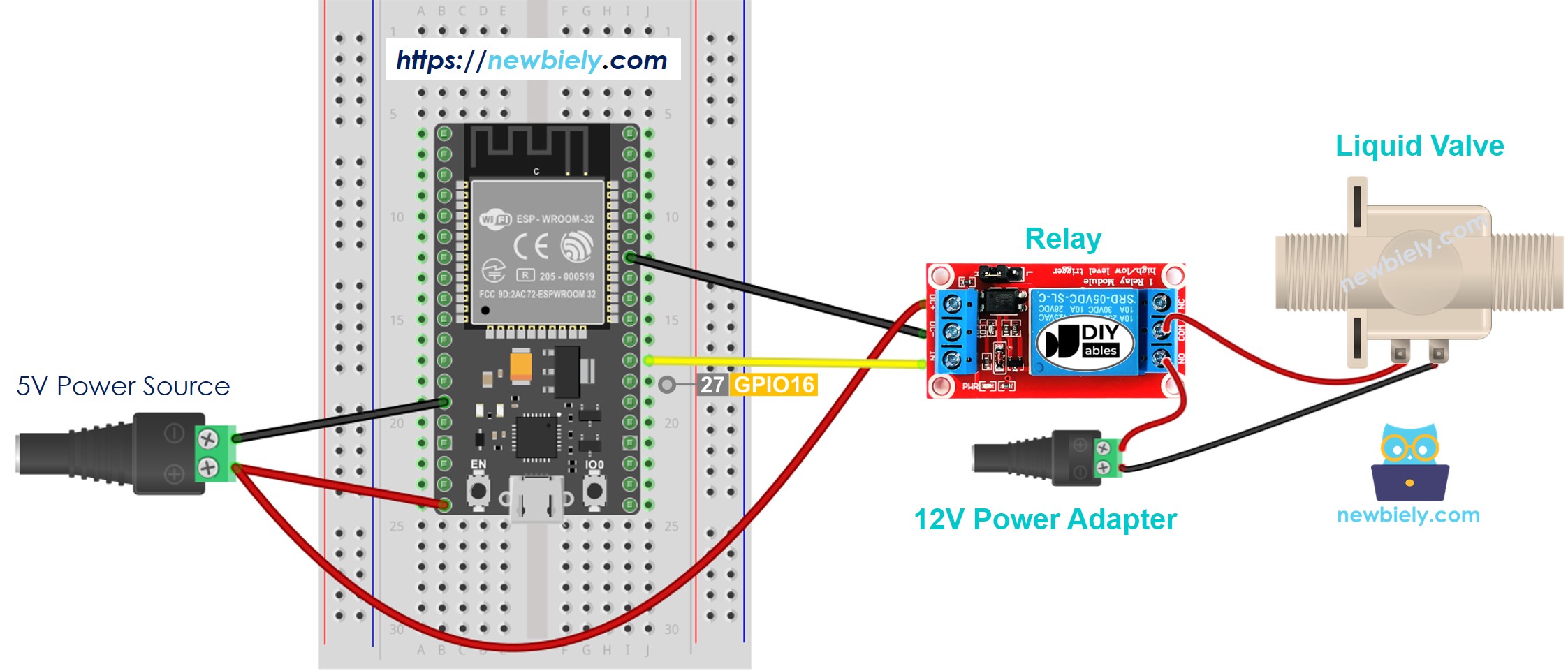 ESP32 water valve wiring diagram