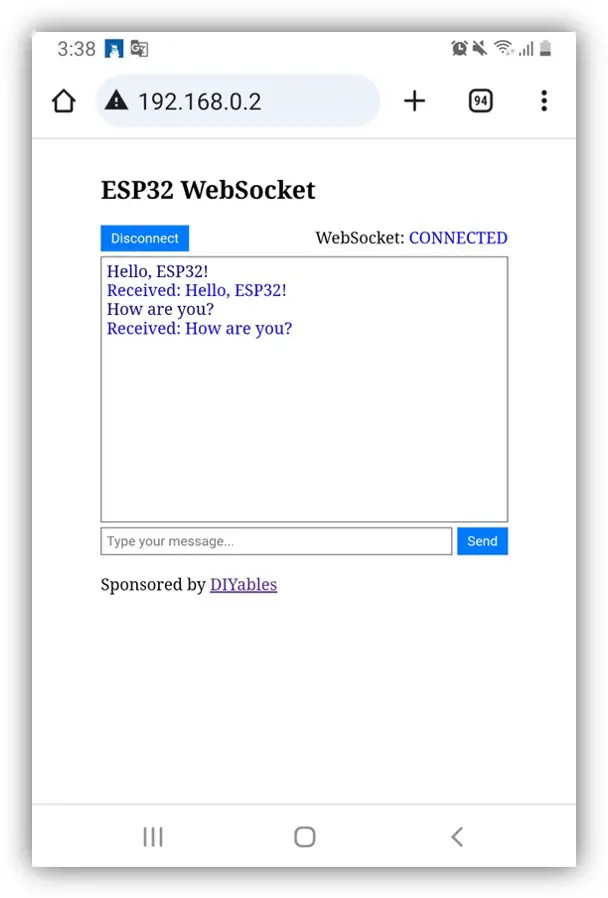 ESP32 websocket chat server