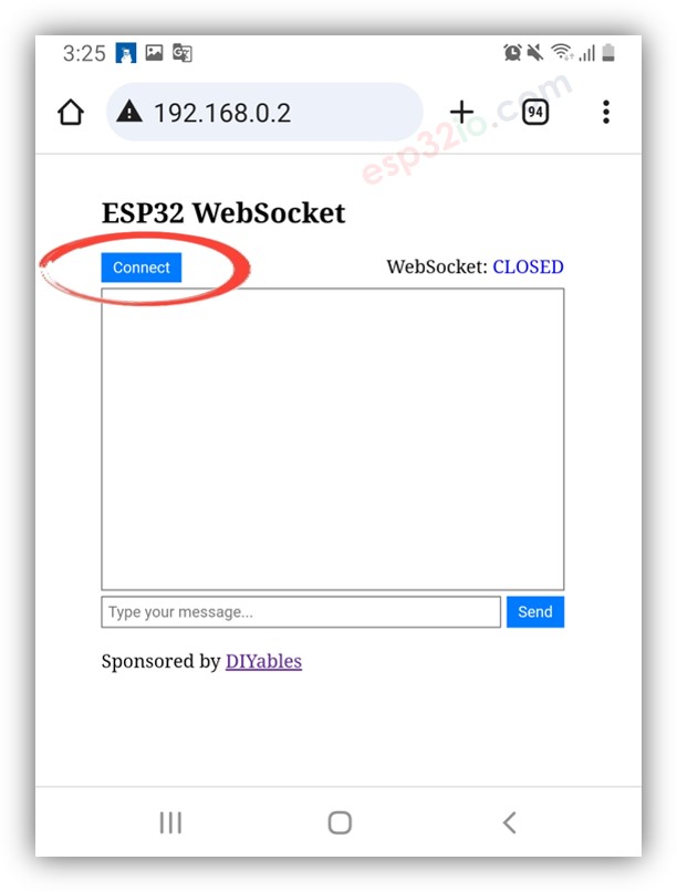 ESP32 websocket web browser