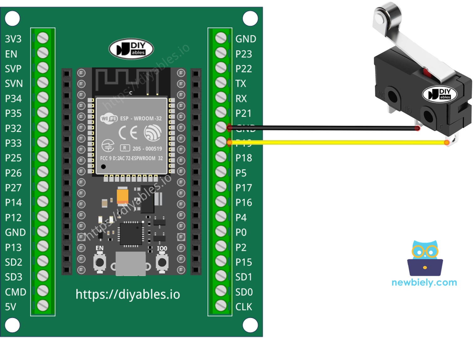 How to connect ESP32 and limit switch