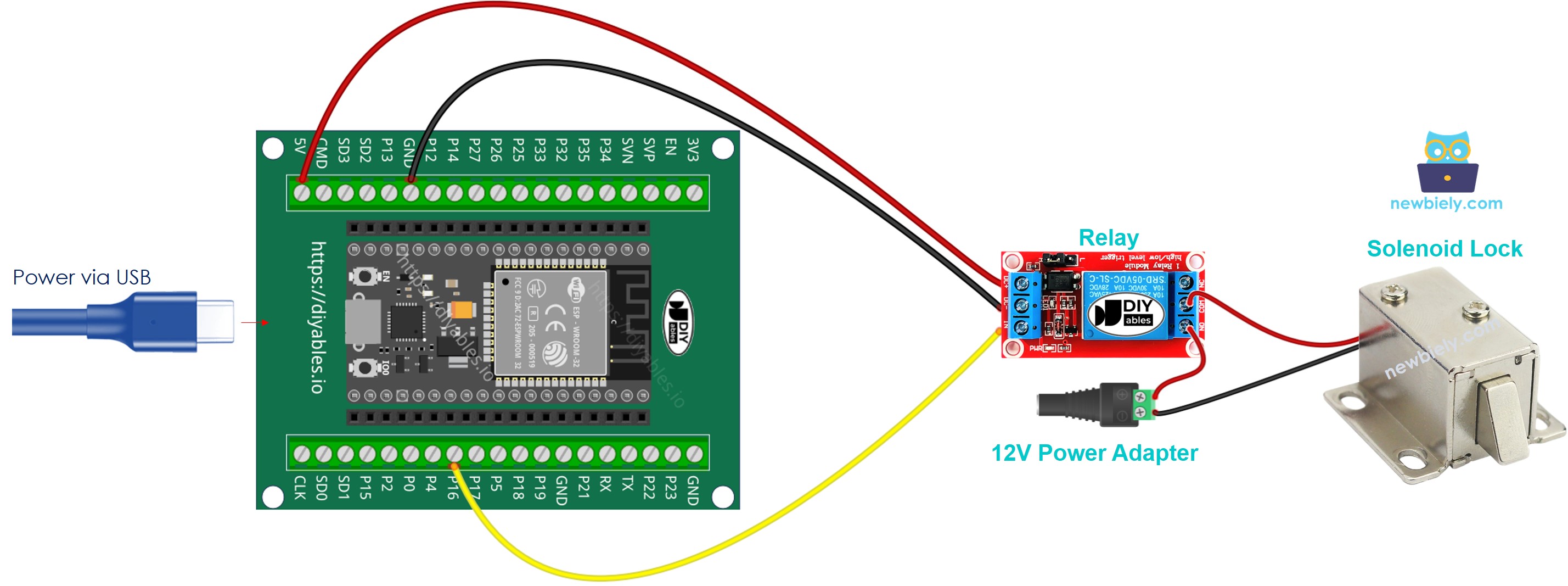 How to connect ESP32 and solenoid lock