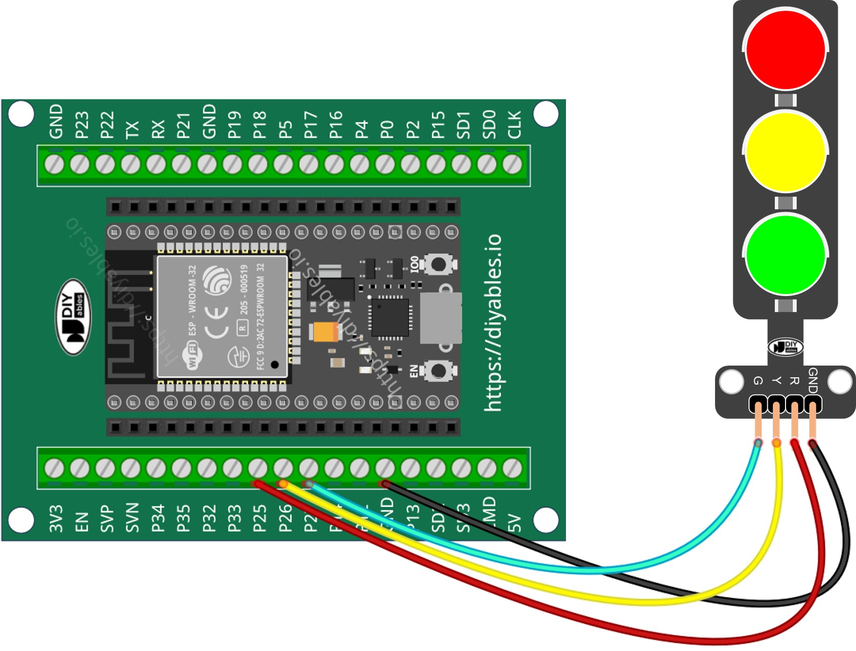 How to connect ESP32 and traffic light