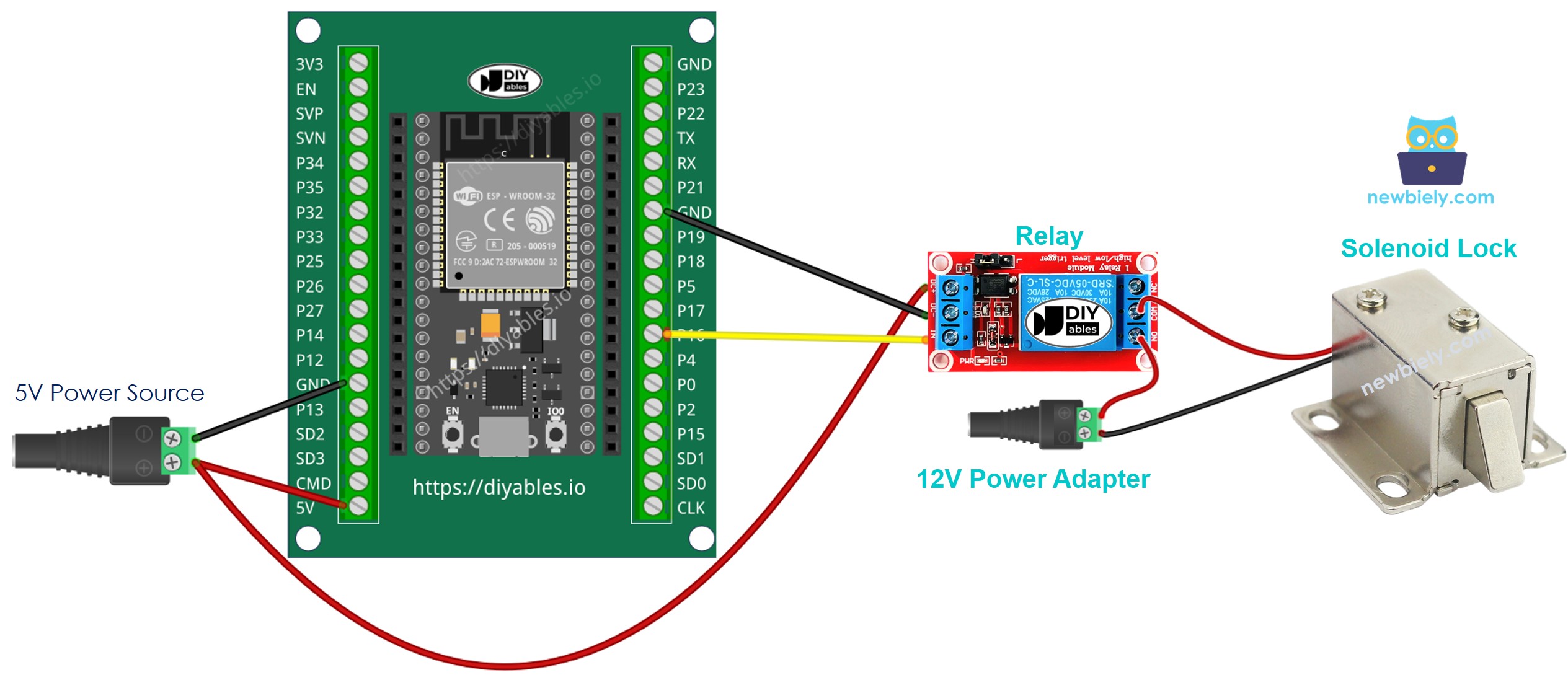 How to wire ESP32 and solenoid lock